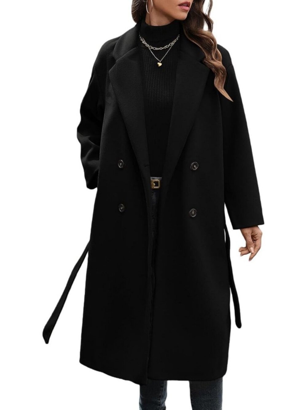 Cozy Oversized Wool Trench Coat for Women | Double Breasted, Long Sleeve